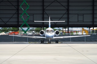 Front view of business jet