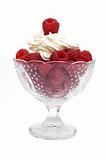 Raspberry with cream on cup