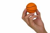 Hand holding basketball