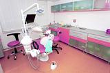 Dental clinic interior design with chair and tools 