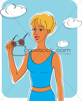 Sport cartoon vector girl with glasses