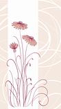 Abstract vector pink flowers lines background
