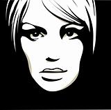 Woman face with beautiful eyes, vector illustration