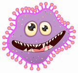 Purple cartoon bacteria character
