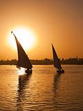 Felluca sailing on the River Nile at sunset