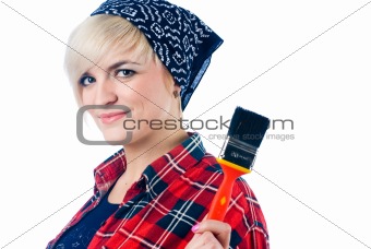Young woman with paintbrush