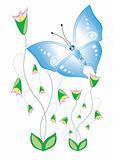 Cartoon butterflies with flowers