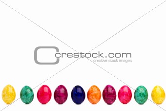 long colorful row of easter eggs
