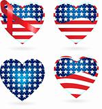 American Hearts with Ribbons