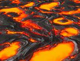 molten lava or magma from volcano