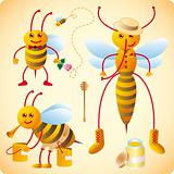 Three happy bees