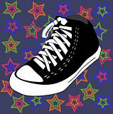 disco shoes and stars background 