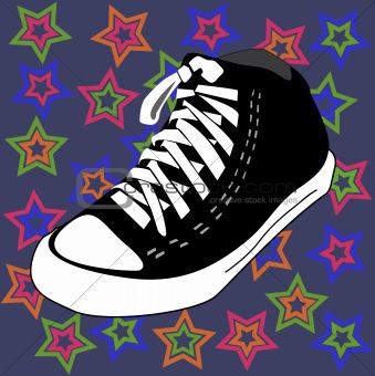disco shoes and stars background 