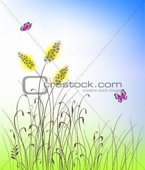 grass silhouettes background vector illustration 
