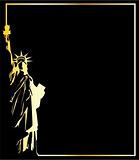 the gold vector statue of liberty on black background