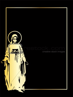 the gold vector Virgin Mary statue