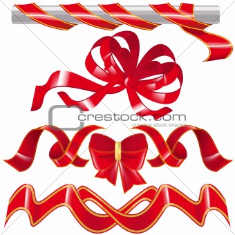 Set red ribbon and knot
