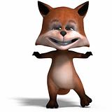 the cute cartoon fox is very smart and clever