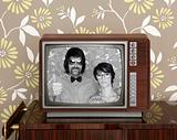 wood old tv nerd silly couple retro man woman
