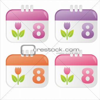 8th of March calendar icons