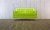 Green sofa in minimal style