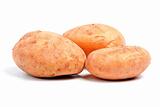 Three potatoes isolated on white background