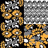 Floral pattern in retro night colors