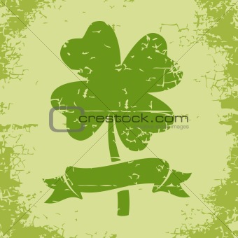 Clover with four leaves in grunge style