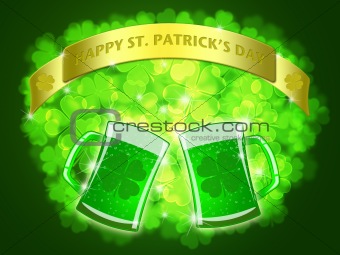 St Patricks Day Two Green Beers Banner Shamrock