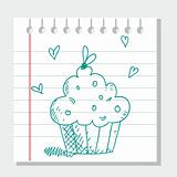 Hand drawn cupcake