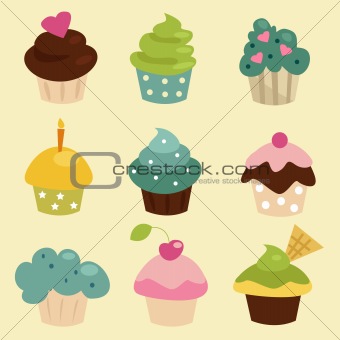 Colorful cupcake set 