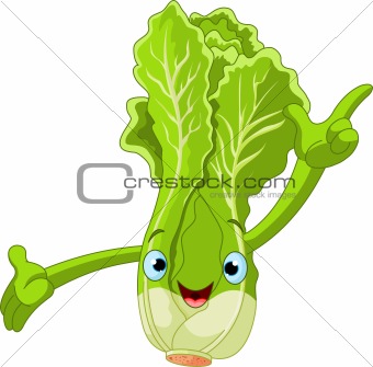 Lettuce Character Presenting Something