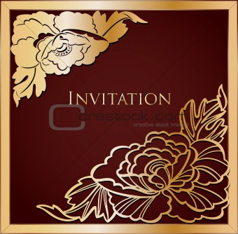 Brown And Gold Floral Background. Vector