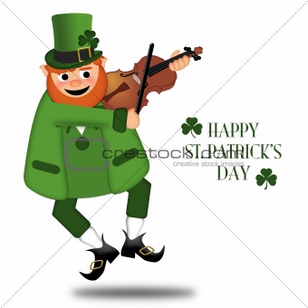 Happy St Patricks Day Leprechaun Fiddler