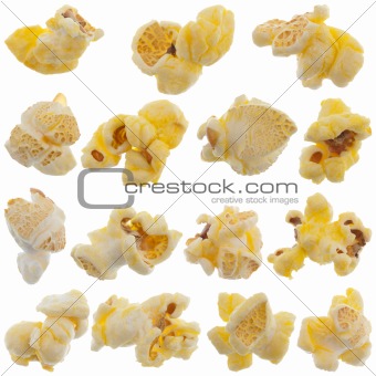 Popped kernels of pop corn snack