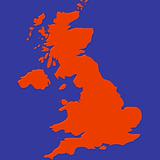 map of great britain in red and blue