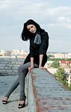 Young woman on roof