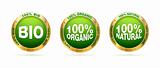 Bio, organic and natural badge set
