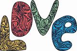  hand drawn letters "love",