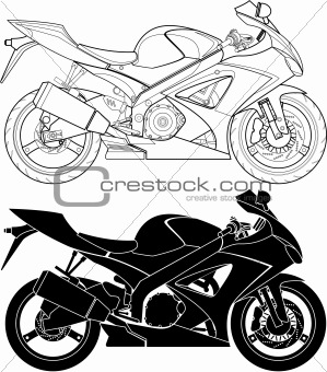 Image Description: Layered vector illustration of motorcycle.
