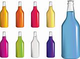 set of fizzy drink, soda or alcohol bottles