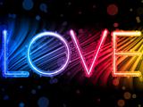 Valentine Day Love Word Abstract Colorful Waves Rainbow Background