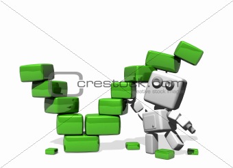 White robot with green check