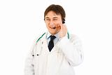 Smiling  medical doctor with headset
