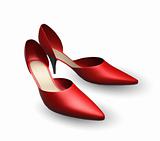 Red Woman Shoes Isolated On The White