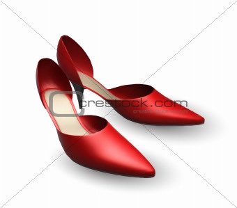 Red Woman Shoes Isolated On The White