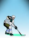 Illustration of an hockey player. Vector