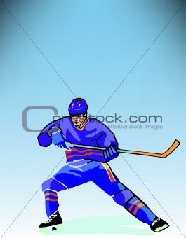 Illustration of an hockey player. Vector