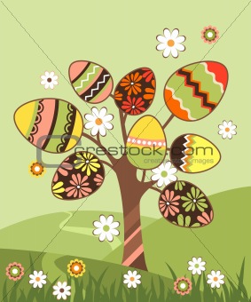 Landscape with easter tree