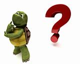 Tortoise Caricature thinking by a question mark